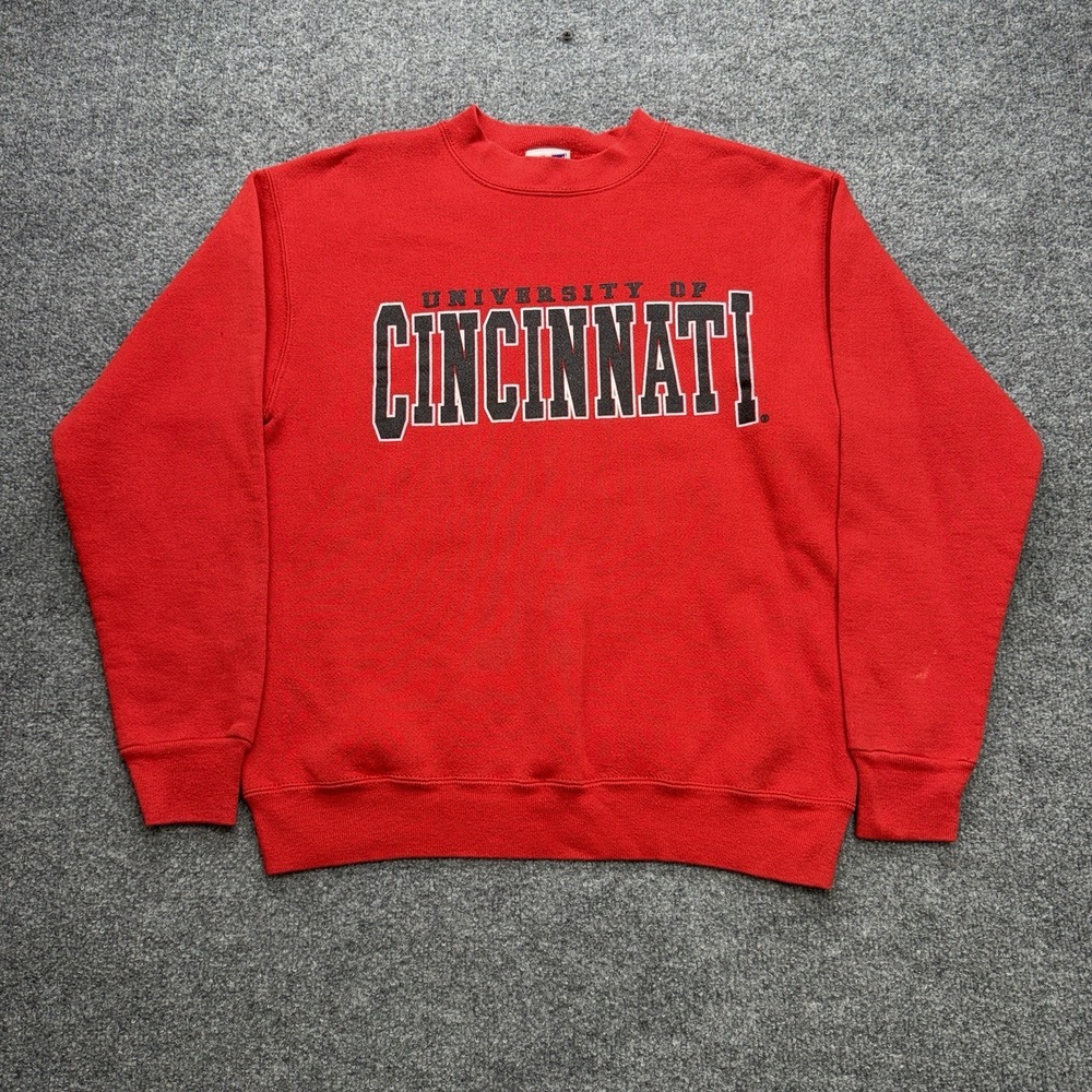 University Of Cincinnati Men's Sweatshirt Red/White/Black Vintage Size Large
